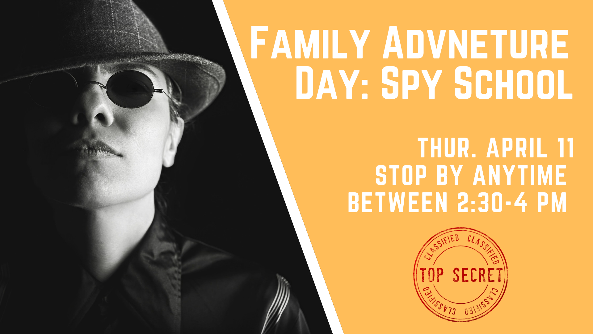 Family Adventure Day: Spy School flyer