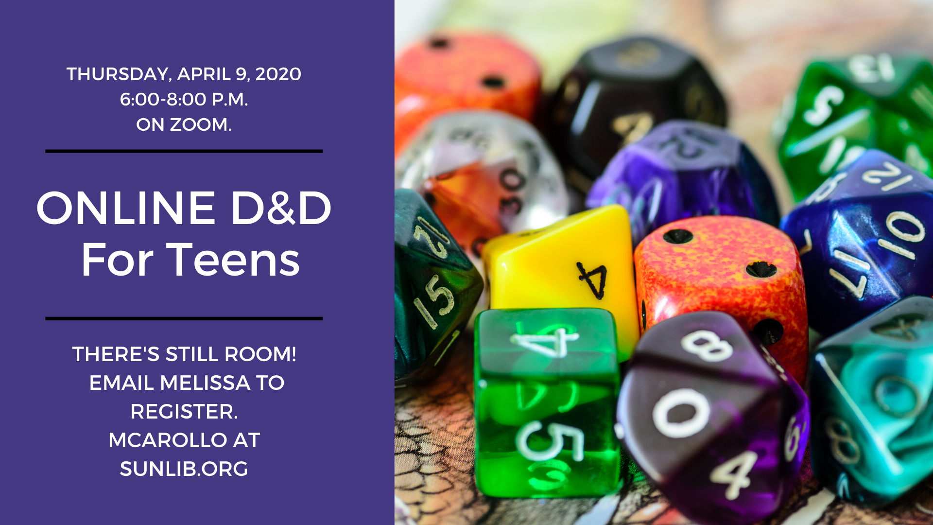 d&d dice on a purple background