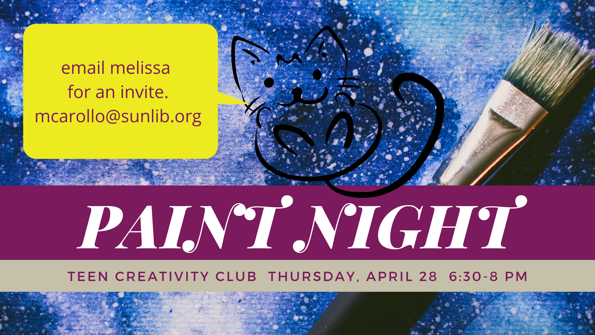 paint brush and cat advertising paint night program