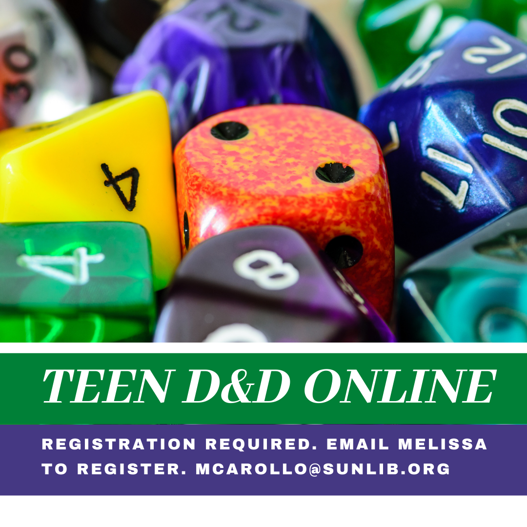 ad for Teen D&D program featuring dice of many colors