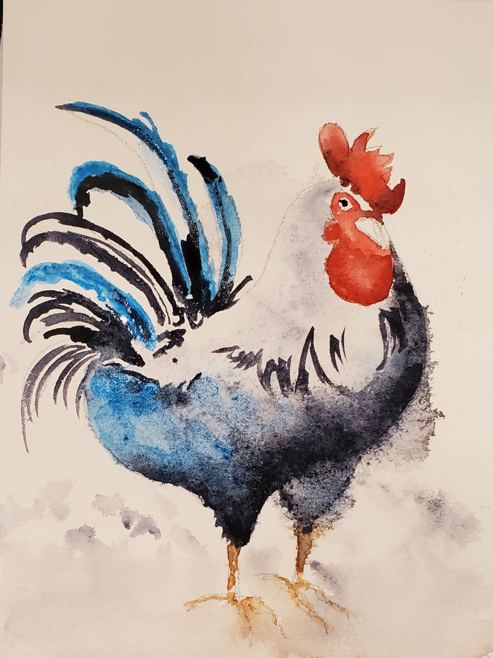 watercolor rooster