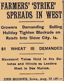 Photo of newspaper article about Farmers Strike