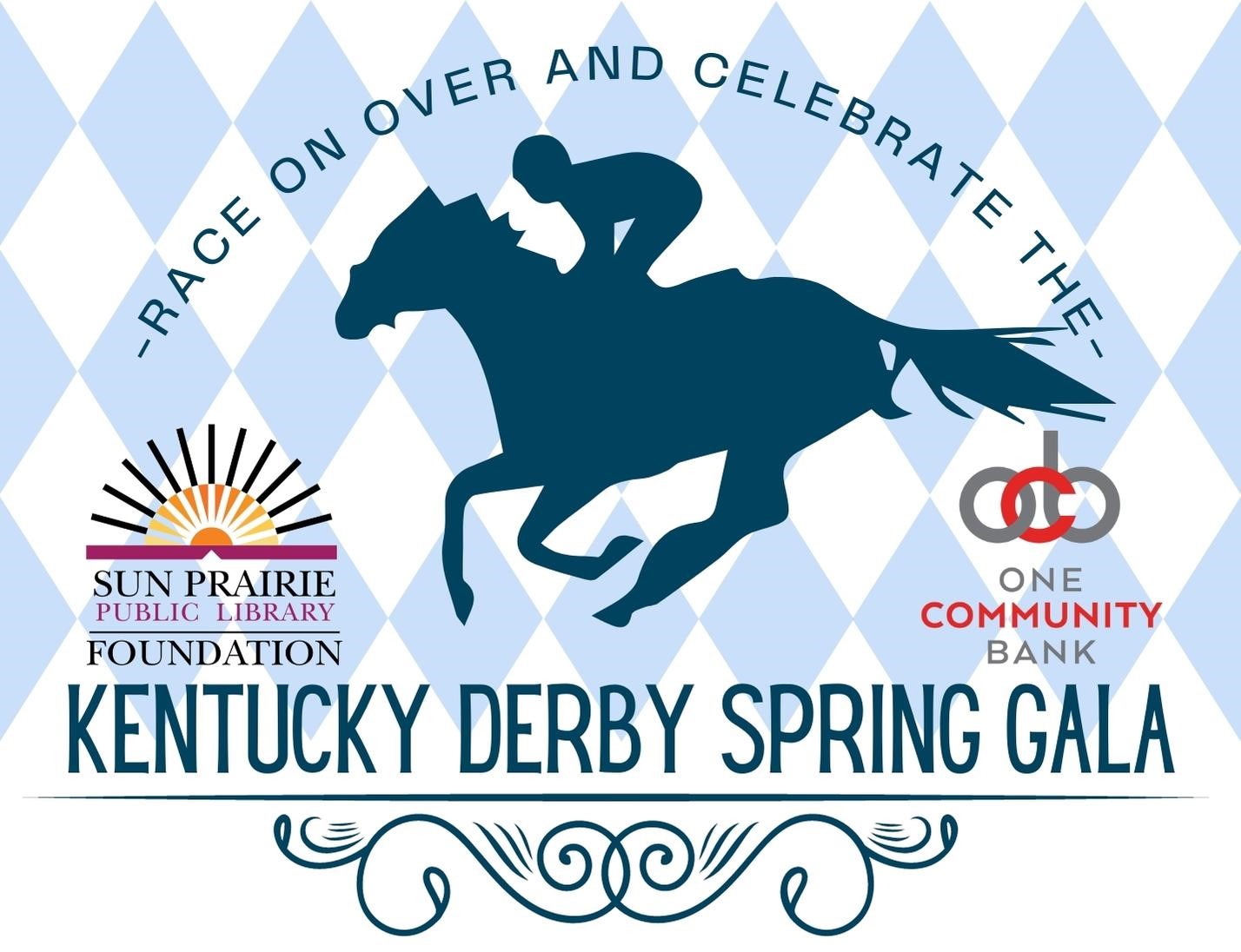 A graphic of a man riding a horse promoting the Kentucky Derby Spring Gala