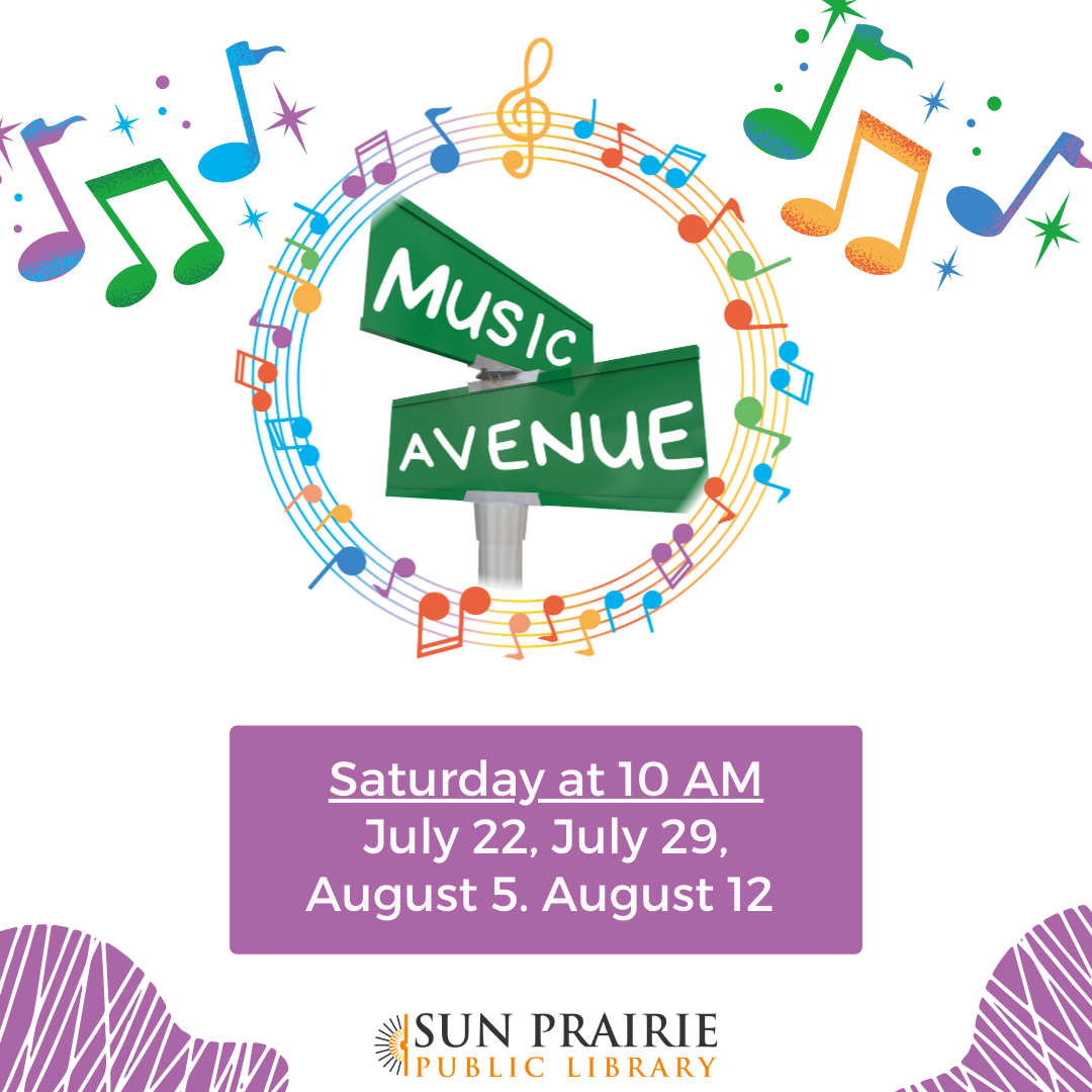 Music Avenue logo with dates and times. 
