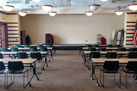 Community room placed in classroom-style seating