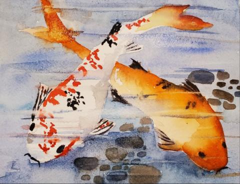 watercolor koi