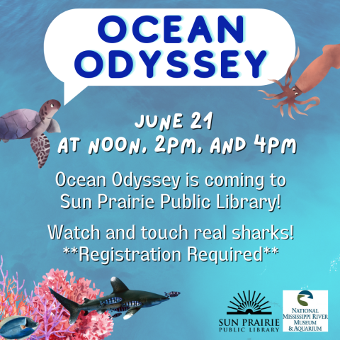 Ocean Odyssey, June 21 at noon, 2, and 4 pm. Registration Required. 