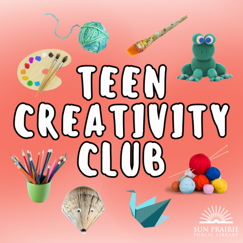 Teen Creativity Club, photos of various craft supplies and projects