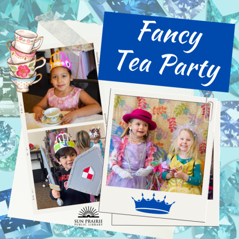 Images from last years event of children dressed up in play clothes and drinking tea/lemonade.