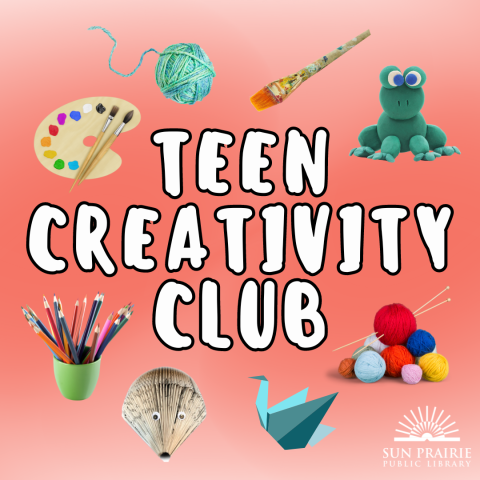 Teen Creativity Club surrounded by images of craft supplies