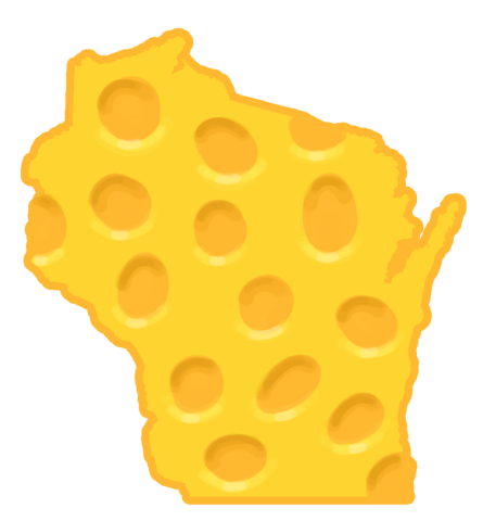 Cheese in the shape of wisconsin