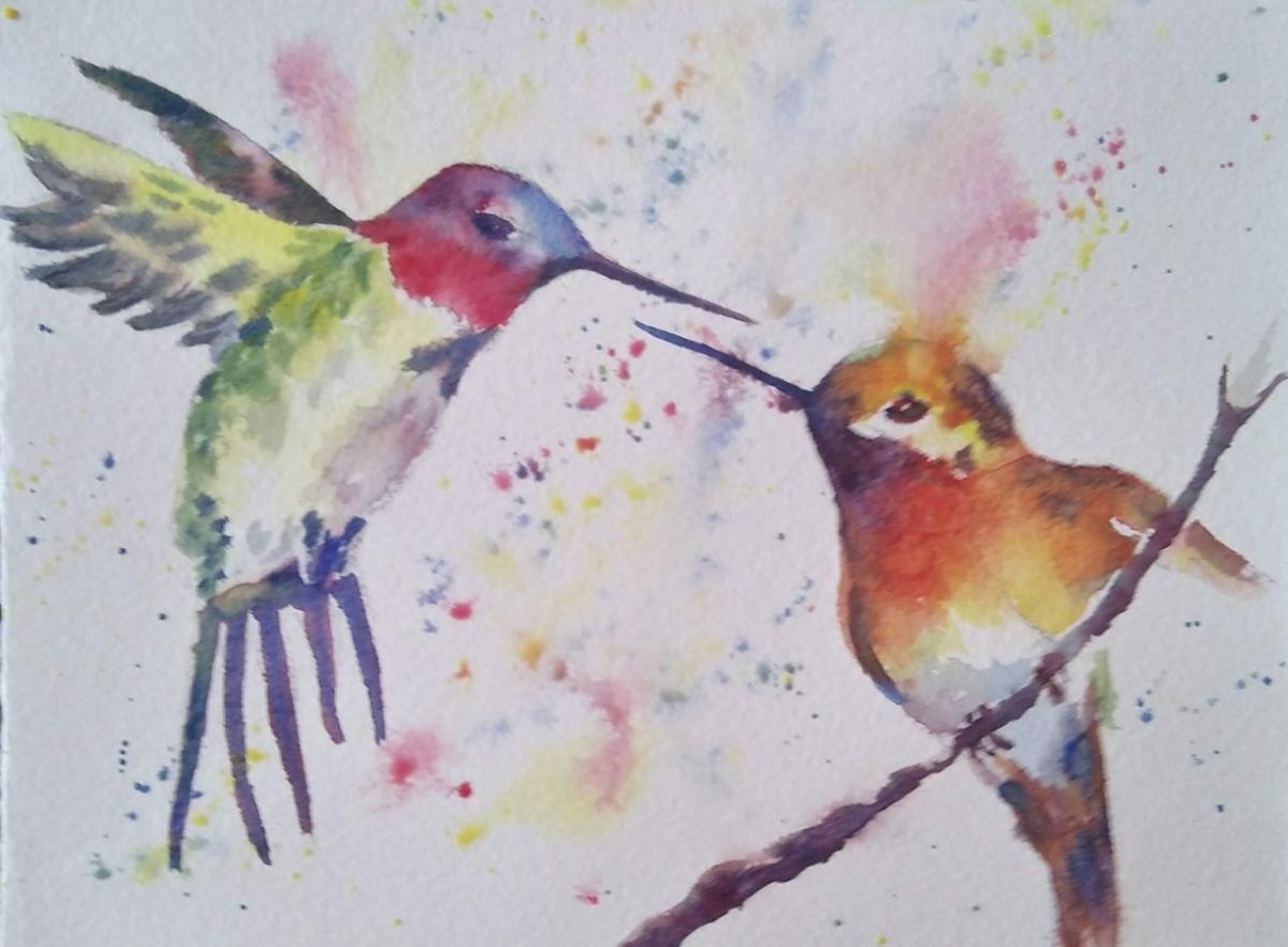 watercolor hummingbirds